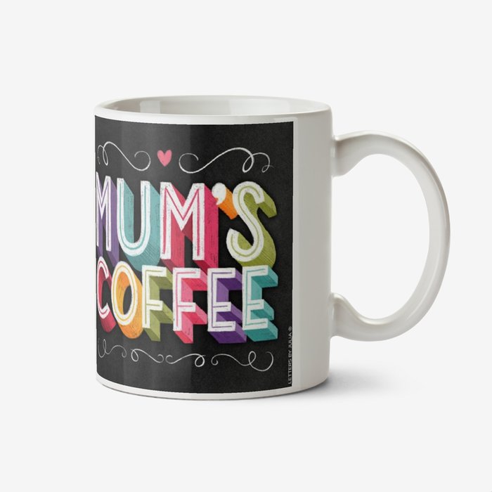 Mums Coffee Chalkboard Chalk Lettering Typographic Mug