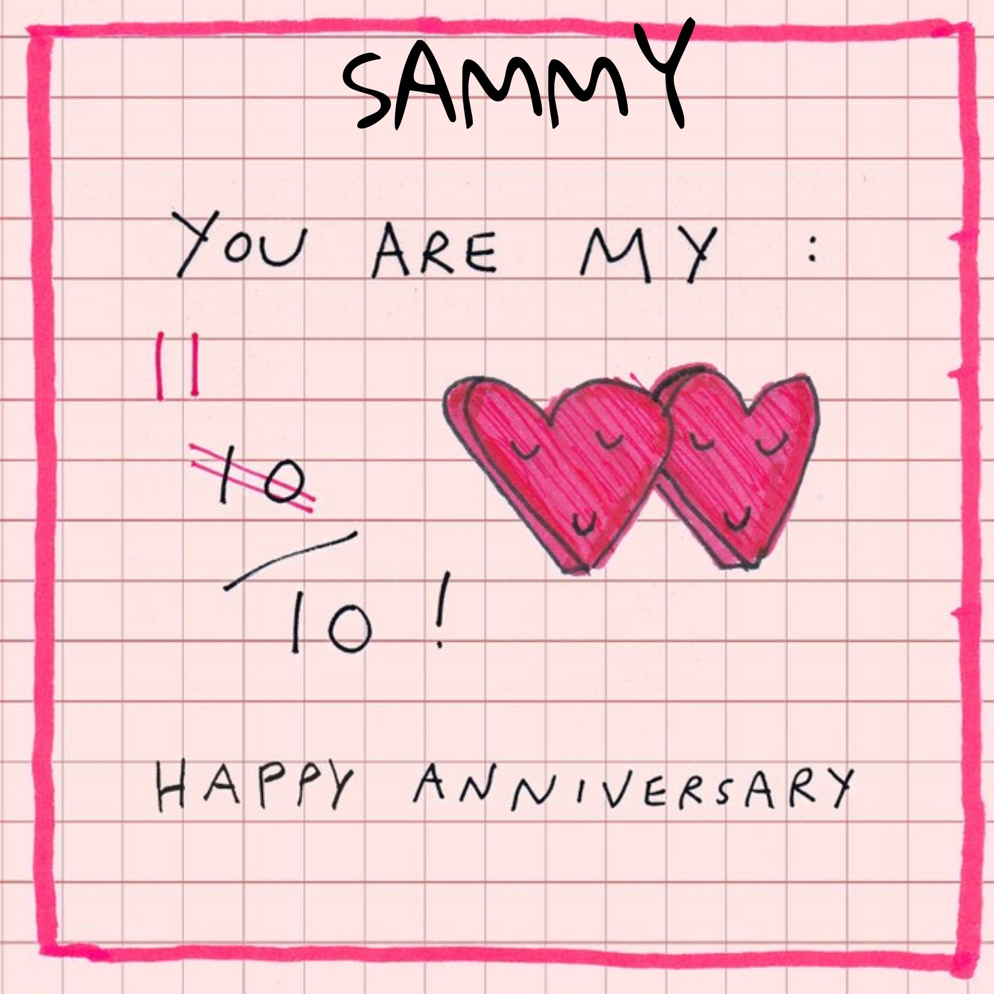 You Are My 11/10 Happy Anniversary Card, Square