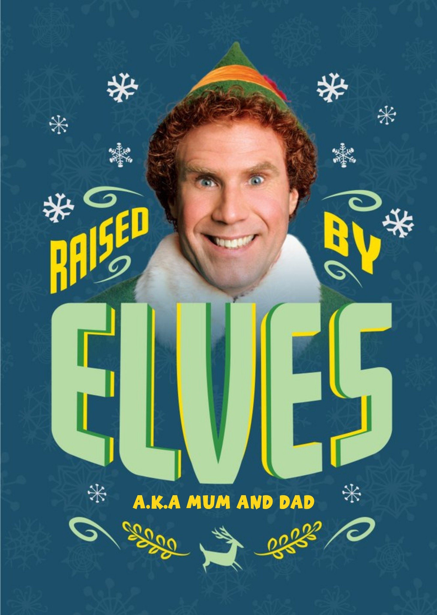 Moonpig The Elf Raised By Elves Mum & Dad Christmas Card, Large