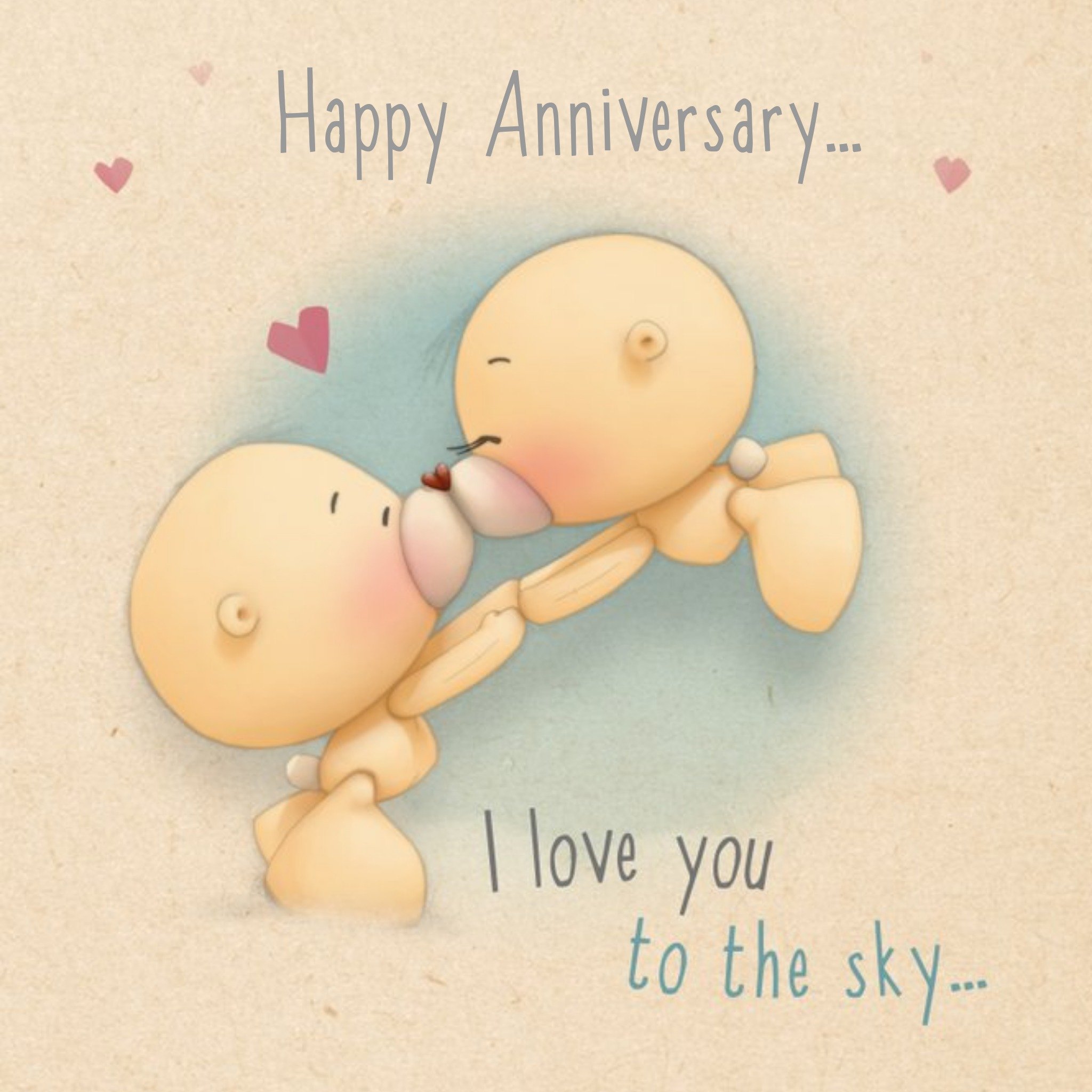 Moonpig Floating Bear And Kisses Personalised Happy Anniversary Card, Square