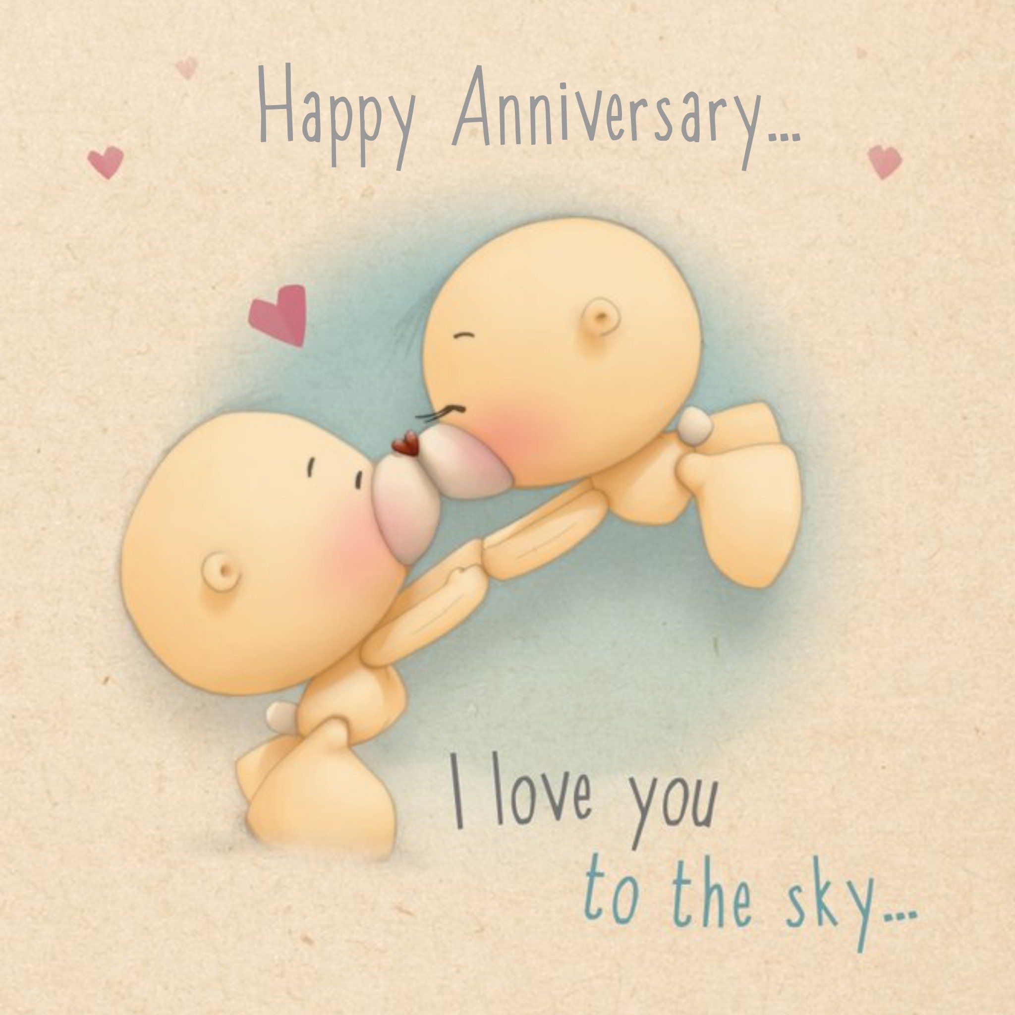 Floating Bear And Kisses Personalised Happy Anniversary Card, Square