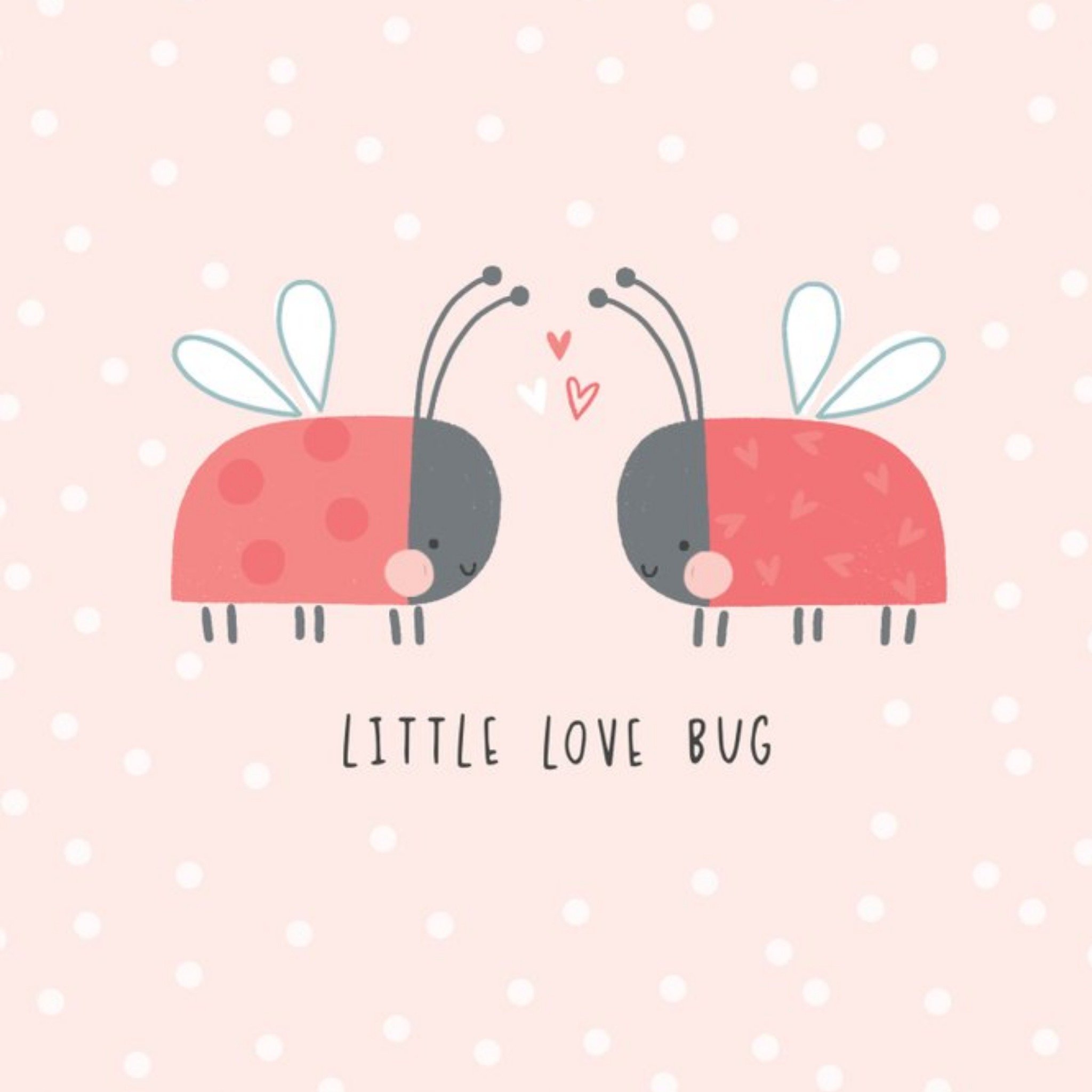 Moonpig Cute Illustrated Little Love Bug Card, Square