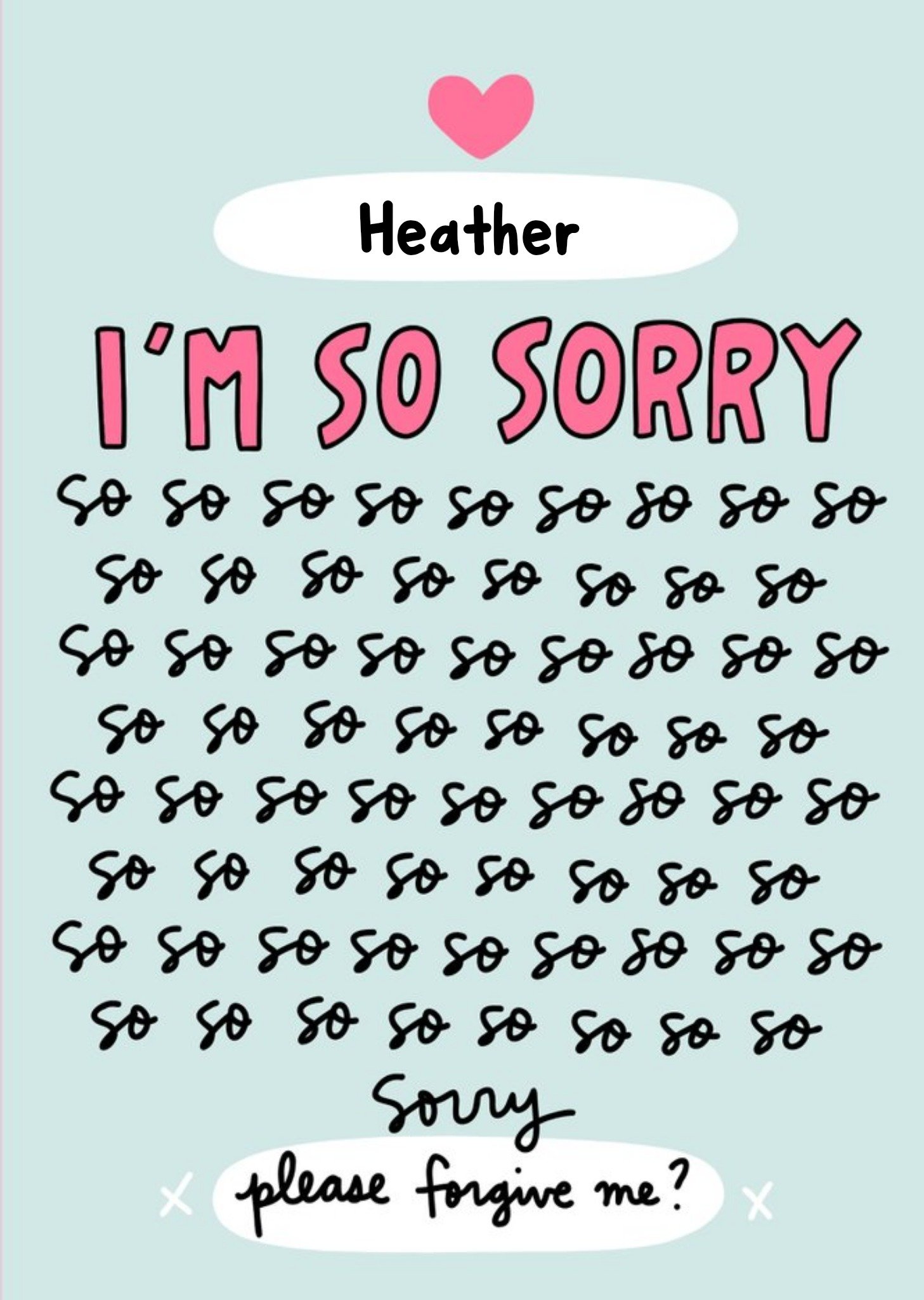 Moonpig Typographic I'm So Sorry Please Forgive Me Card, Large
