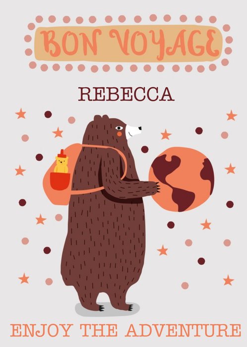 Illustrated Bear Bon Voyage Leaving Card