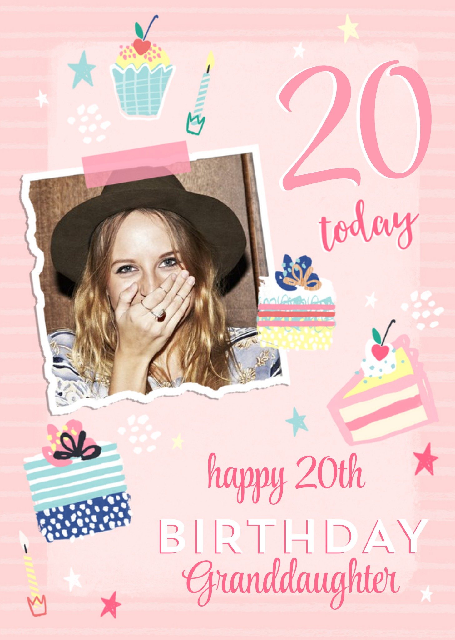 Modern Illustrated Photo Upload 20 Today Birthday Special Granddaughter Card Ecard