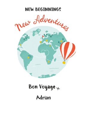 UK Greetings Carlton Cards Globe Bon Voyage Adventures Card