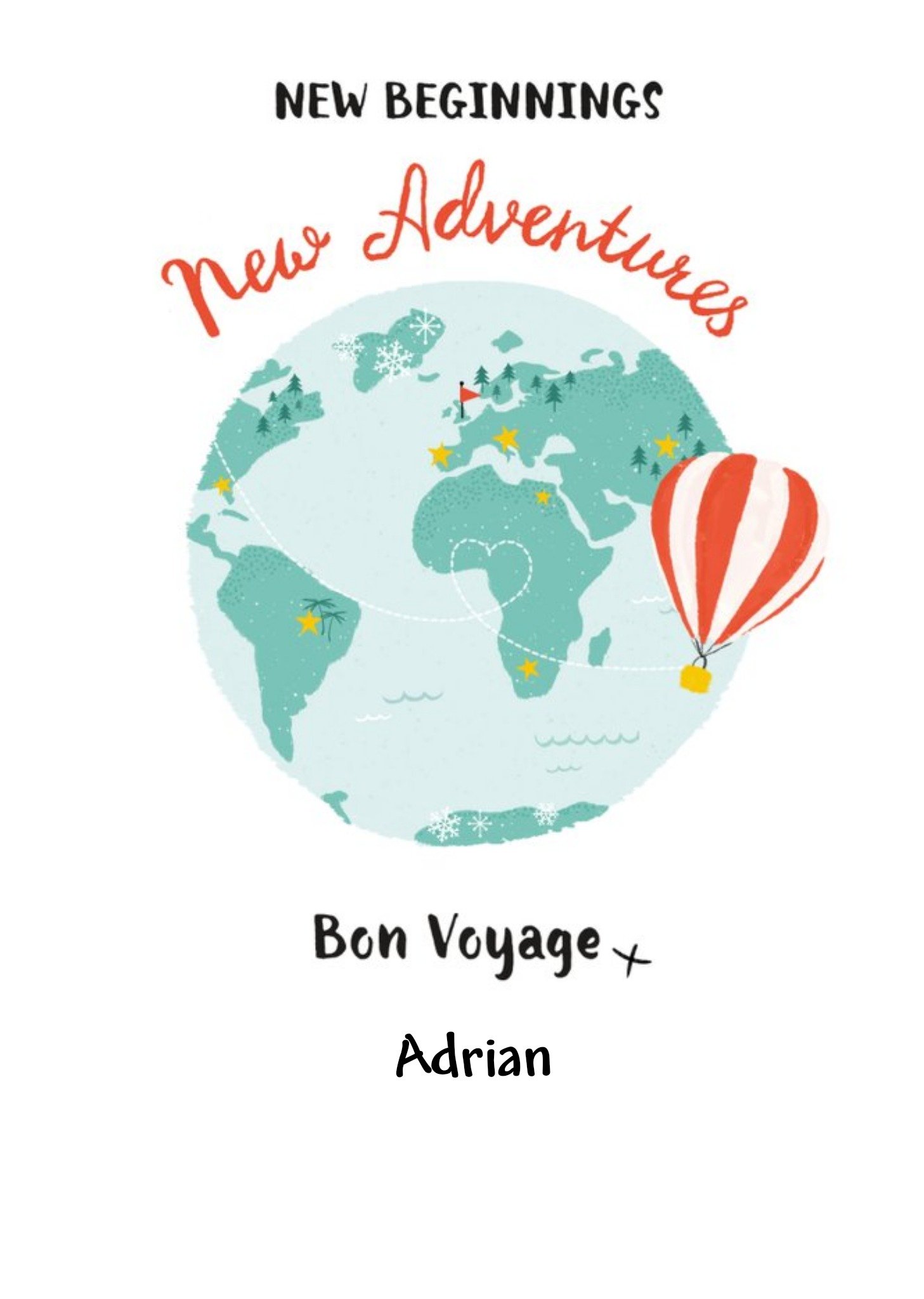 Moonpig Uk Greetings Carlton Cards Globe Bon Voyage Adventures Card, Large