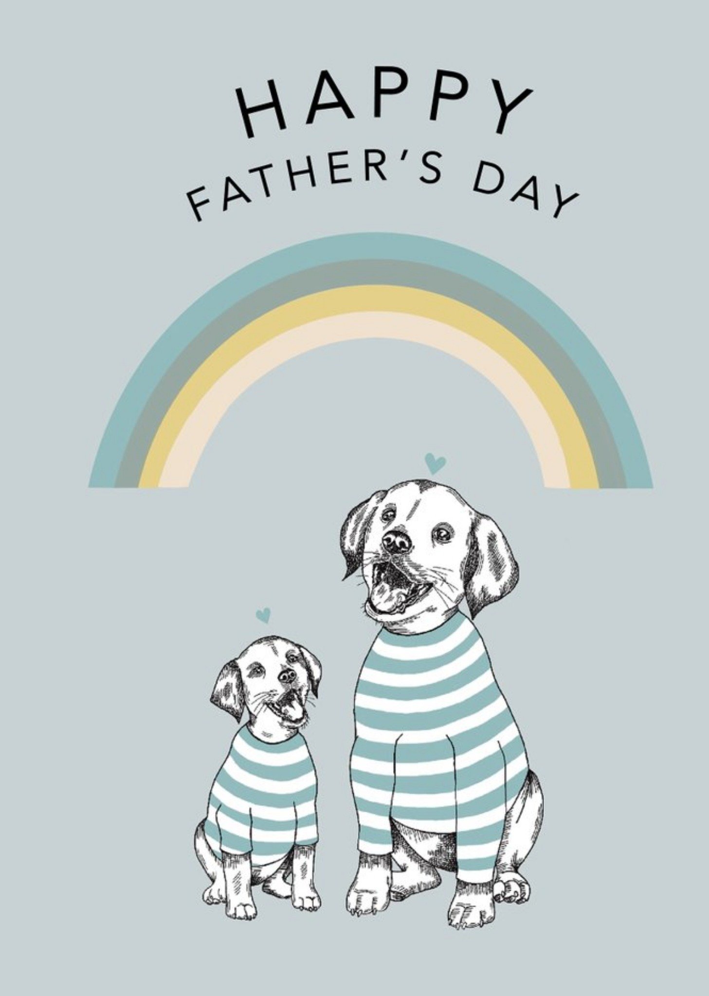 Love Hearts Dotty Dog Art Illustrated Animals Cute Fathers Day Card, Large