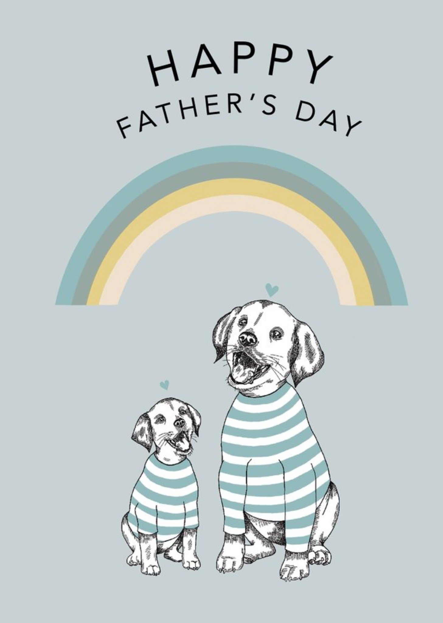 Love Hearts Dotty Dog Art Illustrated Animals Cute Fathers Day Card