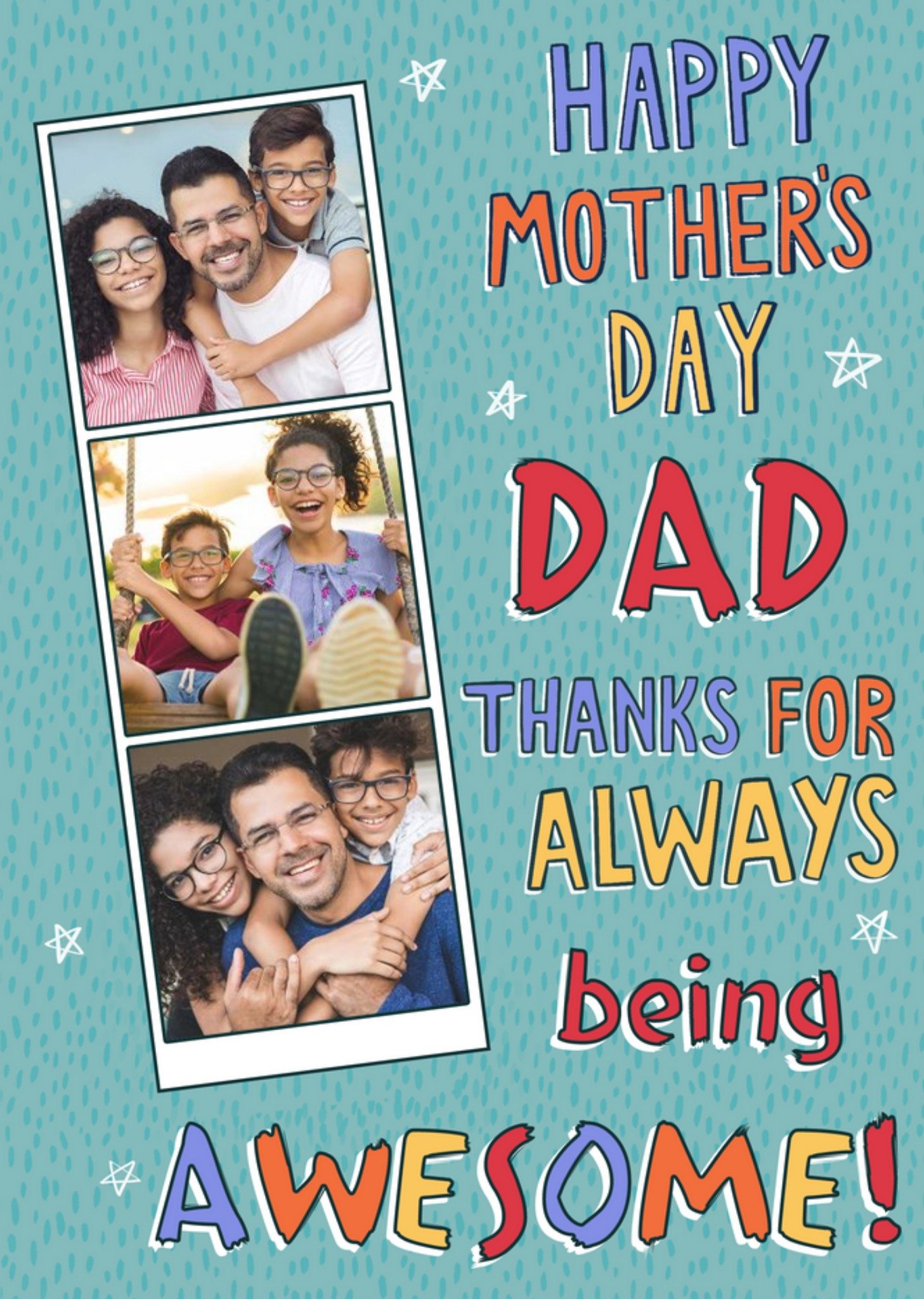 Photo Film Strip With Colourful Typography Mother's Day Photo Upload Card Ecard