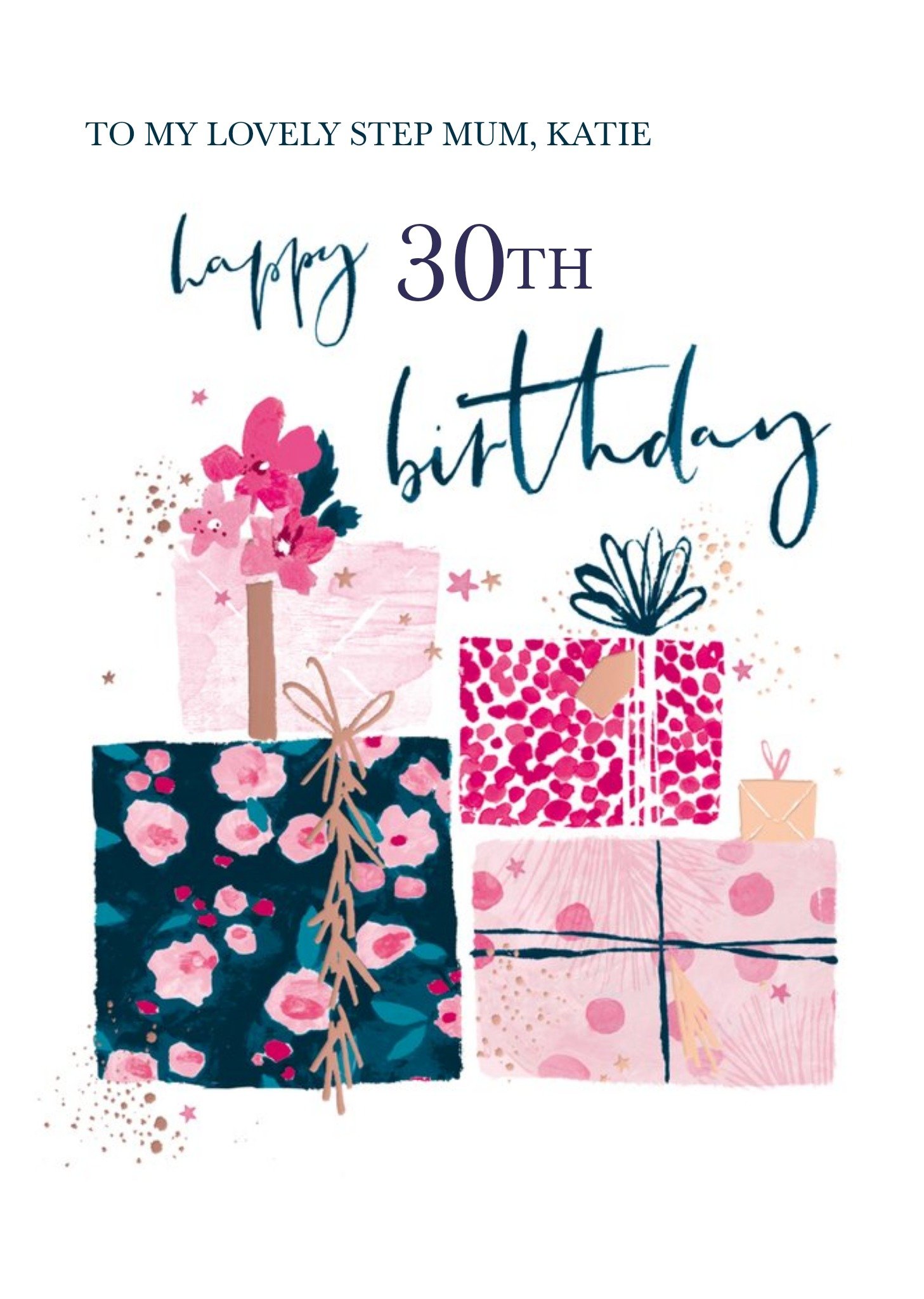 Hotchpotch Illustrated Patterned Gift Boxes Step Mum Birthday Card Ecard