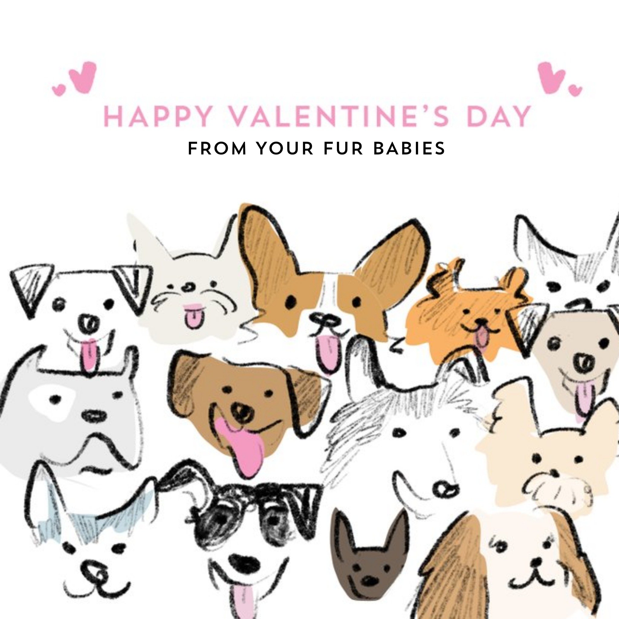 Moonpig Cute From Your Fur Babies Valentine's Day Card, Square