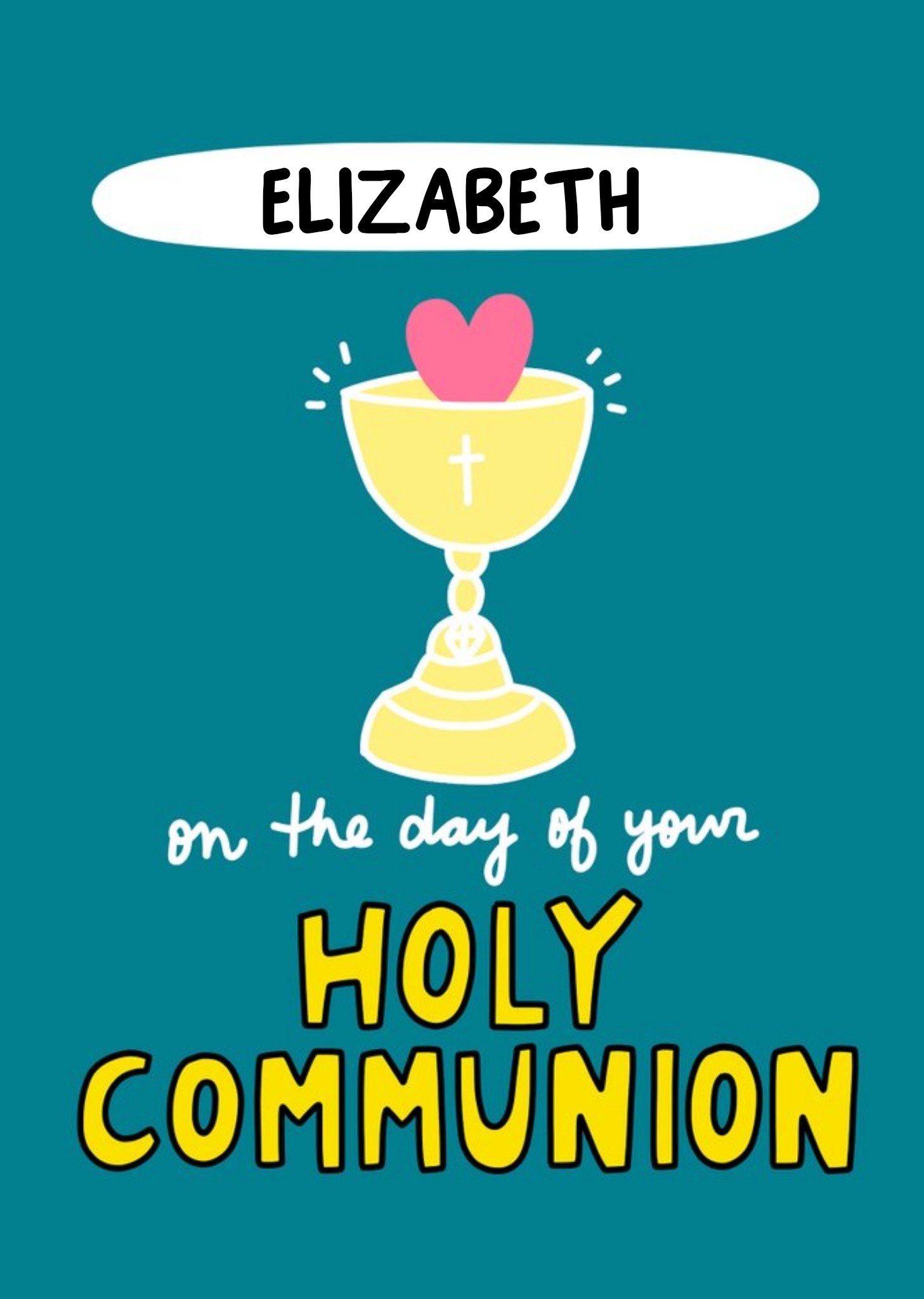 Moonpig Angela Chick Personalised Cute Religious Holy Communion Card, Large
