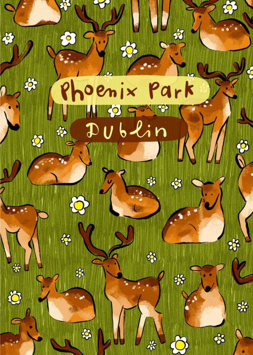 Illustrated Deer Pattern Pheonix Park Dublin Just To Say Card