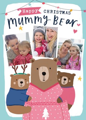 Happy Christmas Mummy Bear Photo Upload Card