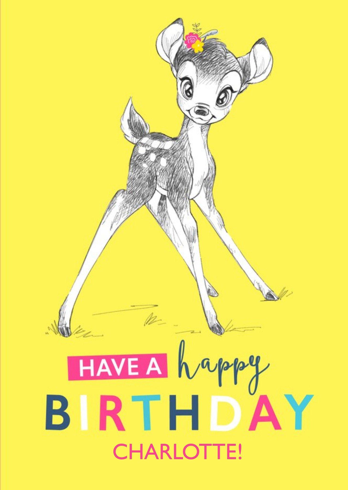 Disney Sketch Bambi Birthday Card Ecard
