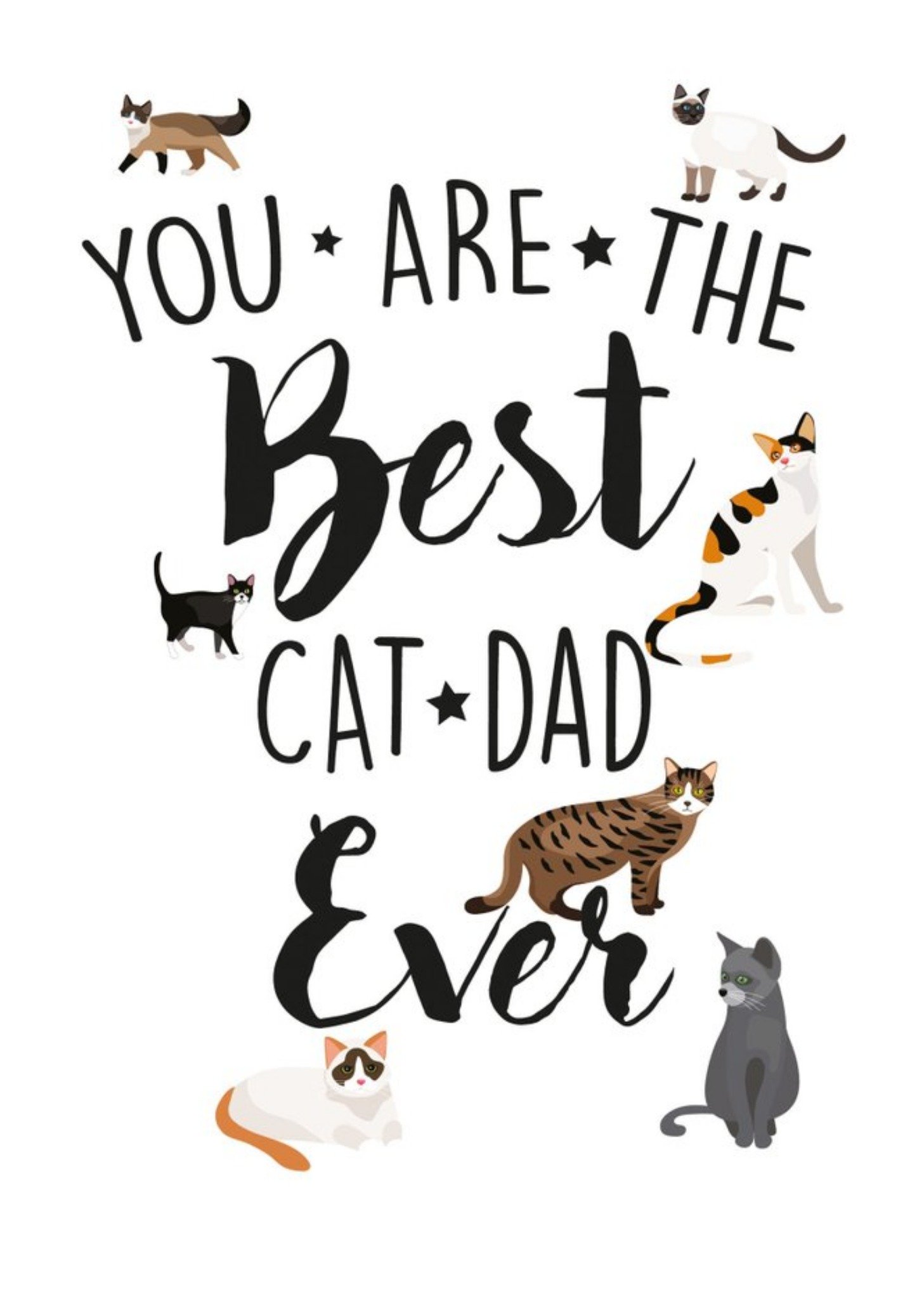 Moonpig Cheeky Chops You Are The Best Cat Dad Ever Father's Day Card, Large