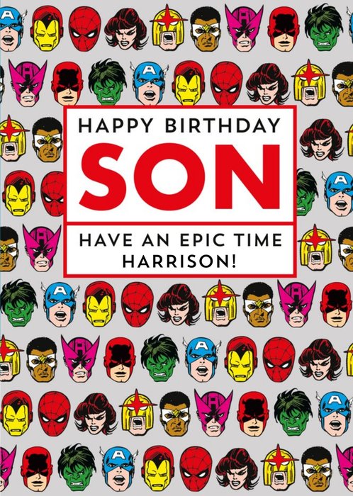 Marvel Comics Characters Son Birthday Card