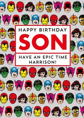 Marvel Comics Characters Son Birthday Card