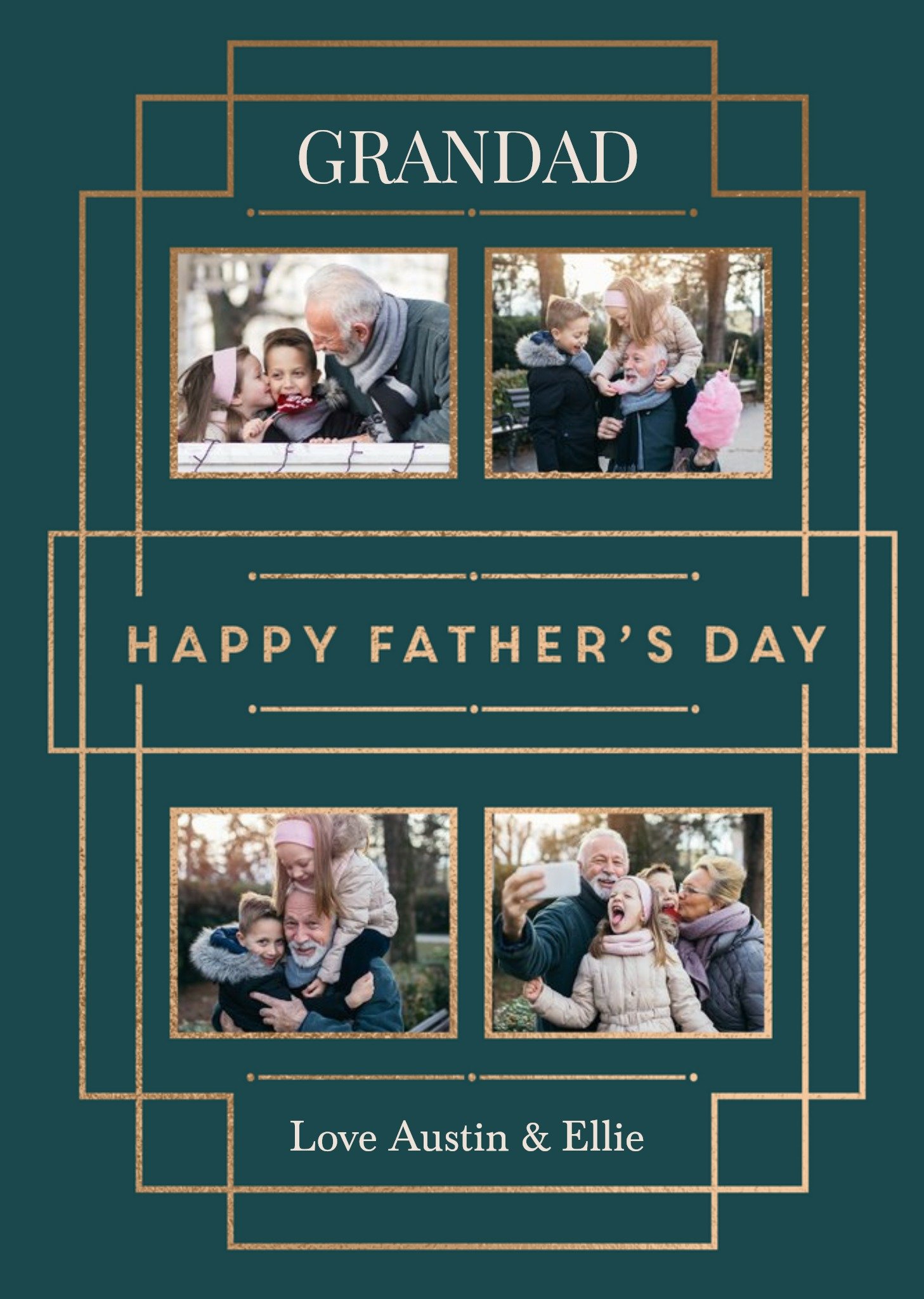 Art Deco Photo Upload Grandad Father's Day Card Ecard