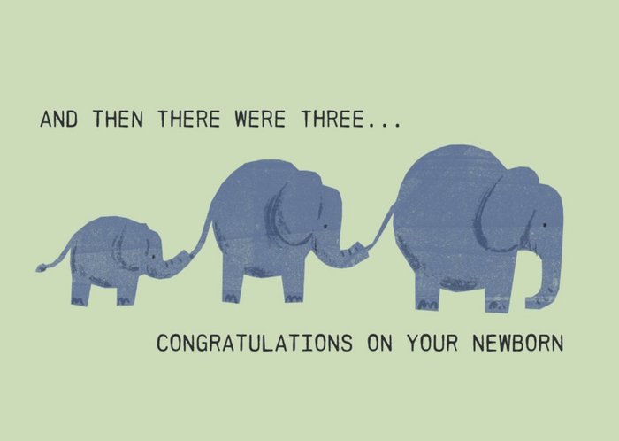 Katy Welsh Family of Elephants Illustration Congratulations On Your Newborn