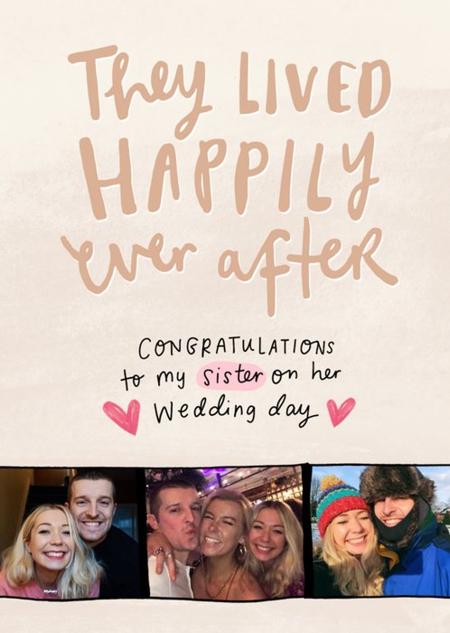 The Happy News They Lived Happily Ever After Photo Upload Sister Wedding Day Card