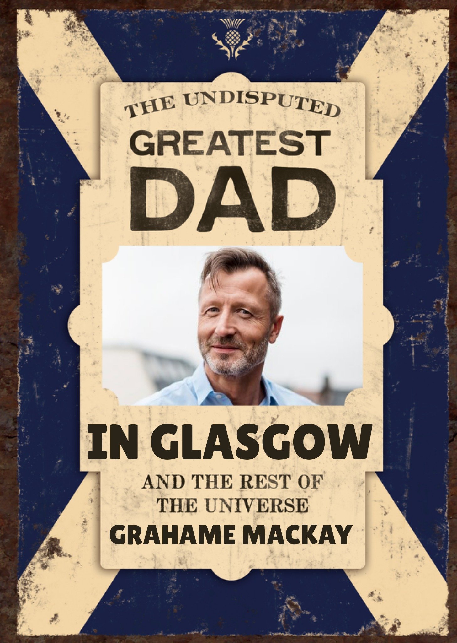 Scottish Illustrated Flag Greatest Dad Photo Upload Birthday Card Ecard