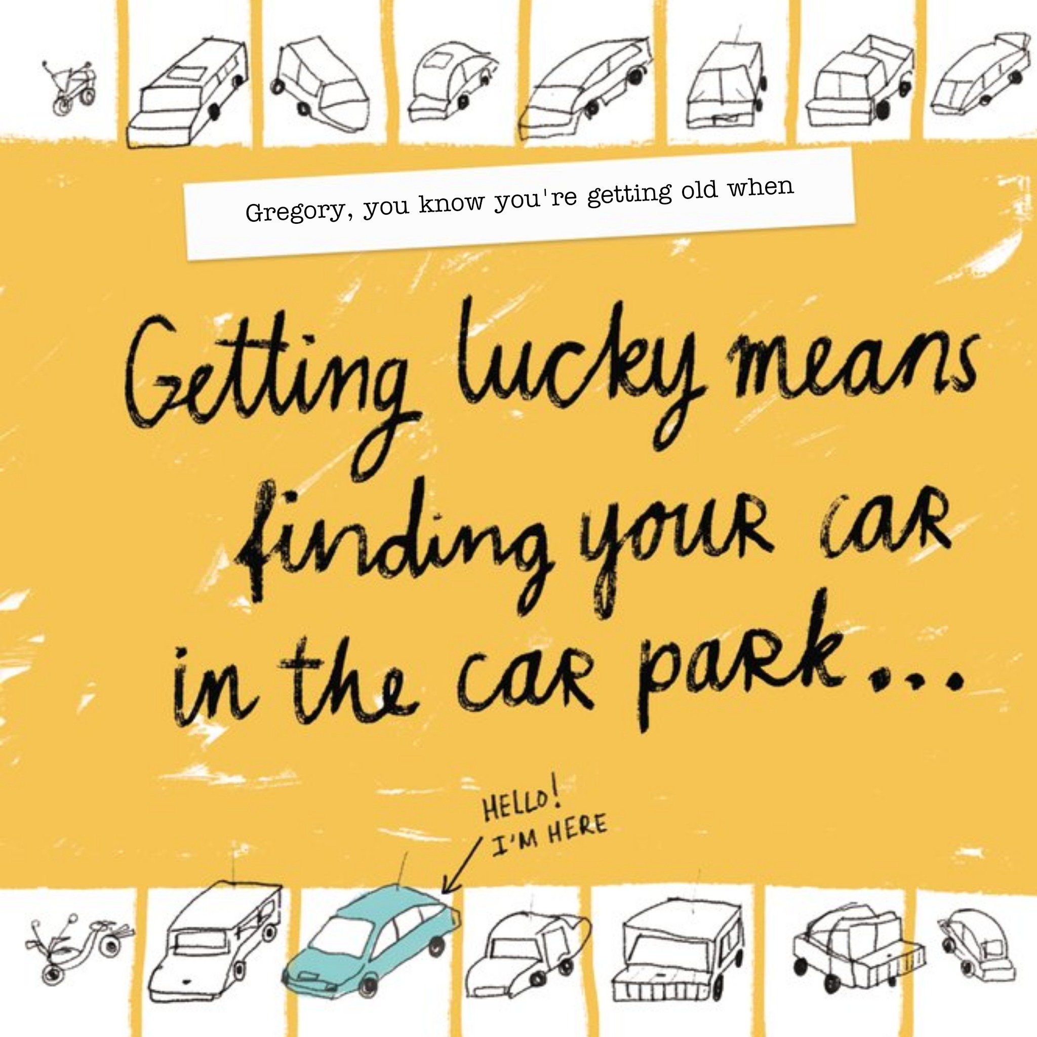 Moonpig Getting Lucky Means Finding Your Car In The Car Park Old Birthday Card, Square