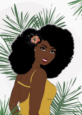Woman With Afro Leaves Card
