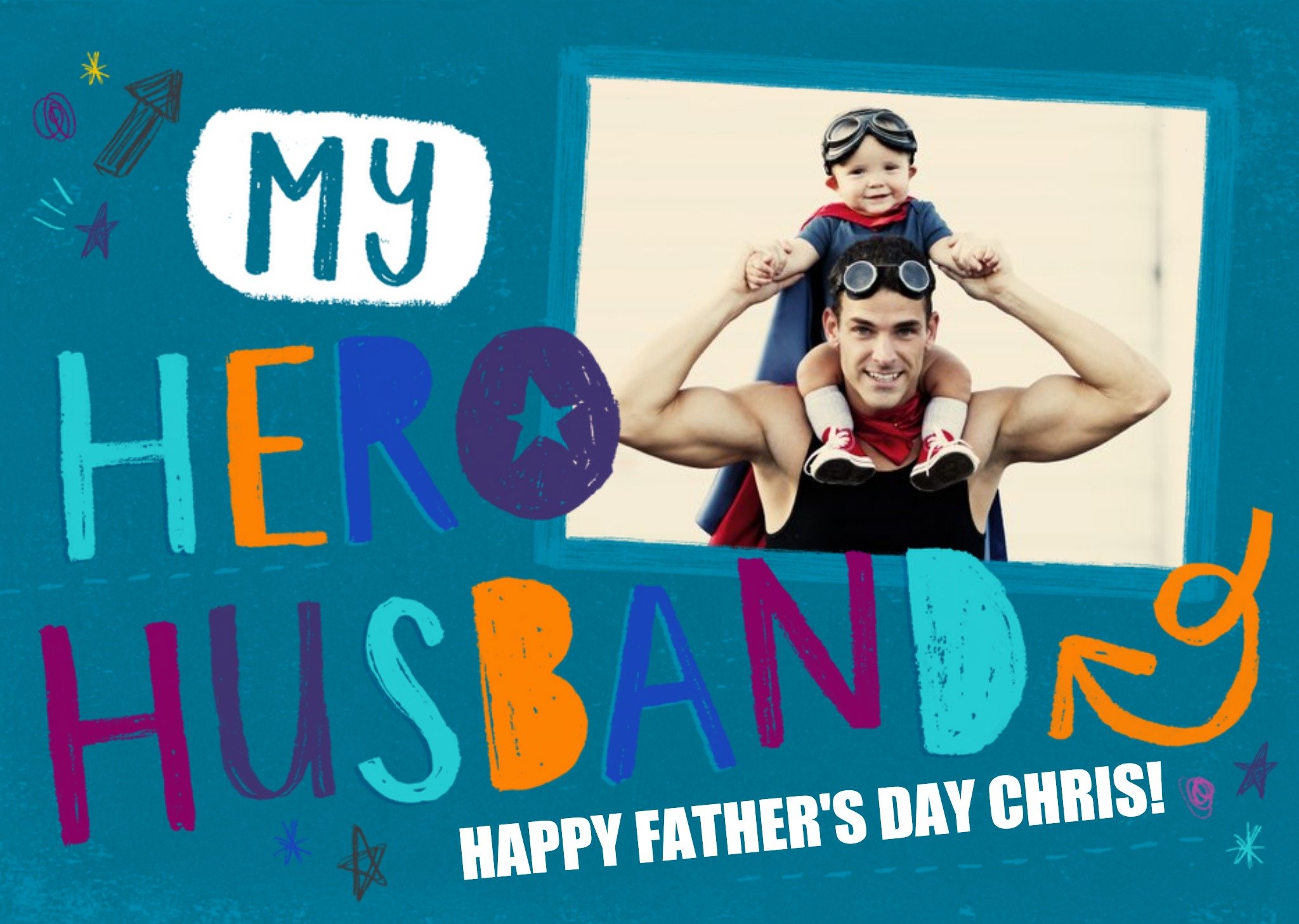 My Hero Husband Personalised Photo Card Ecard