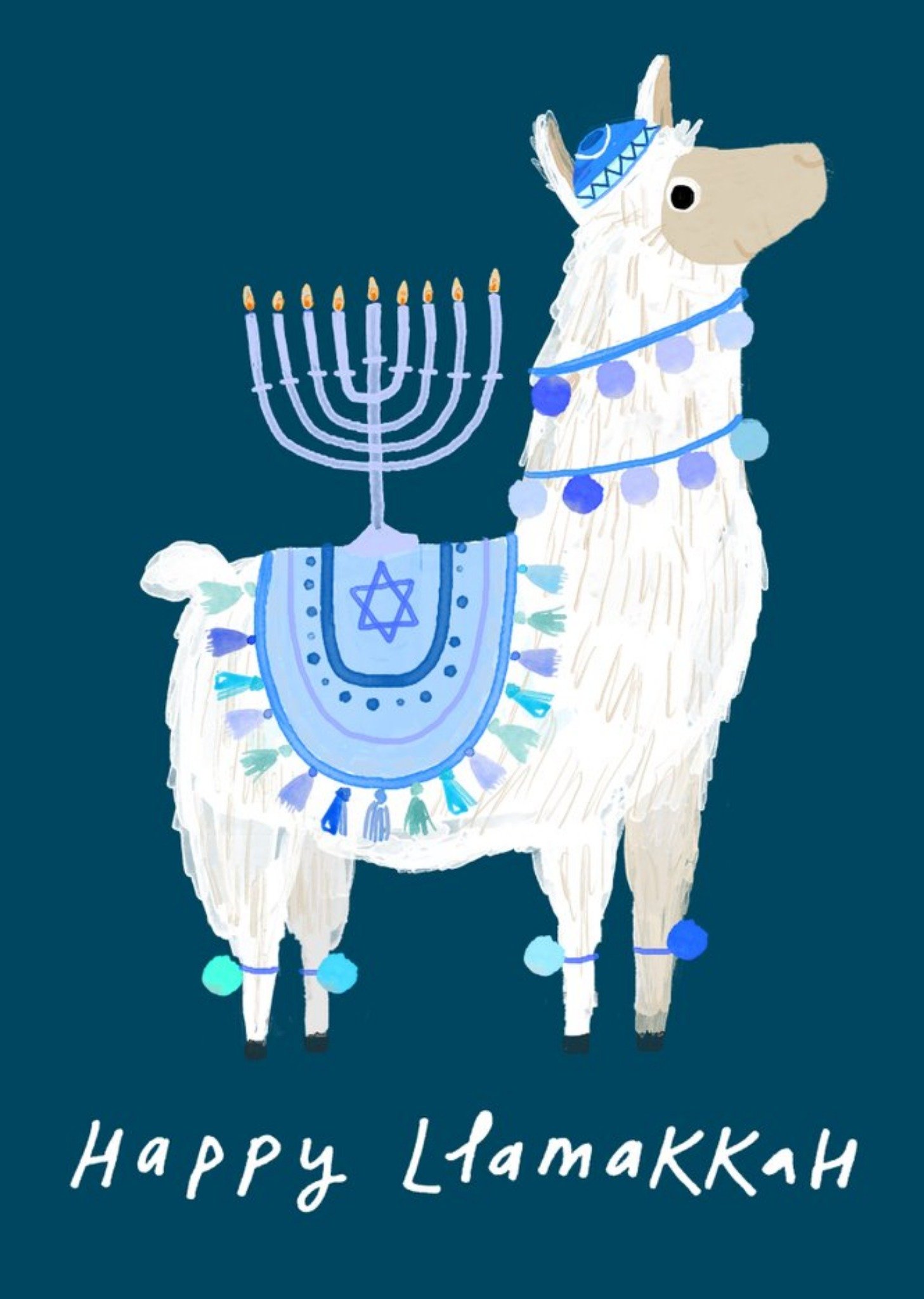 Hand Drawn Happy Llamakkah Card Ecard