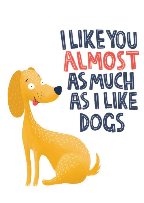 I Like You Almost As Much As Dogs Funny Card