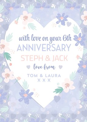 Cute Illustrated Flowers With Love On Your Anniversary Card
