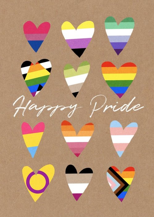 Illustrated Rainbows Love Hearts Happy Pride Flags Card