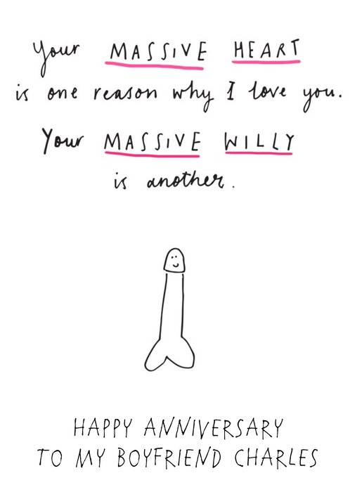 I Love You And Your Massive Willy Funny Anniversary Card