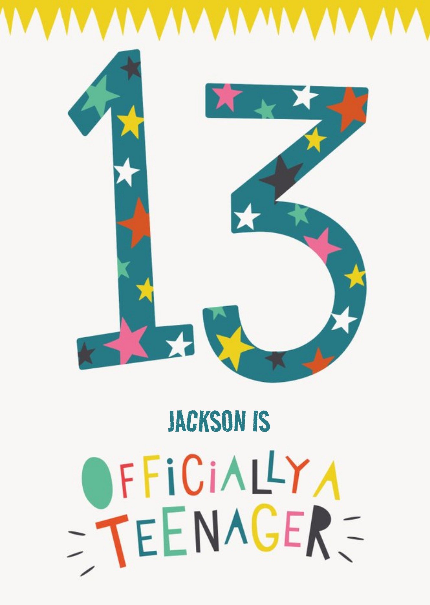 Fun Typographic Customisable 13Th Birthday Card Ecard