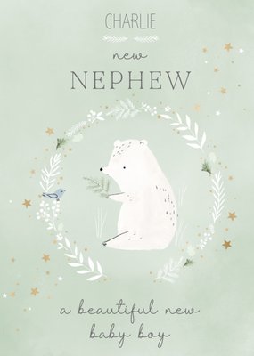 New Nephew Bear New Baby Card