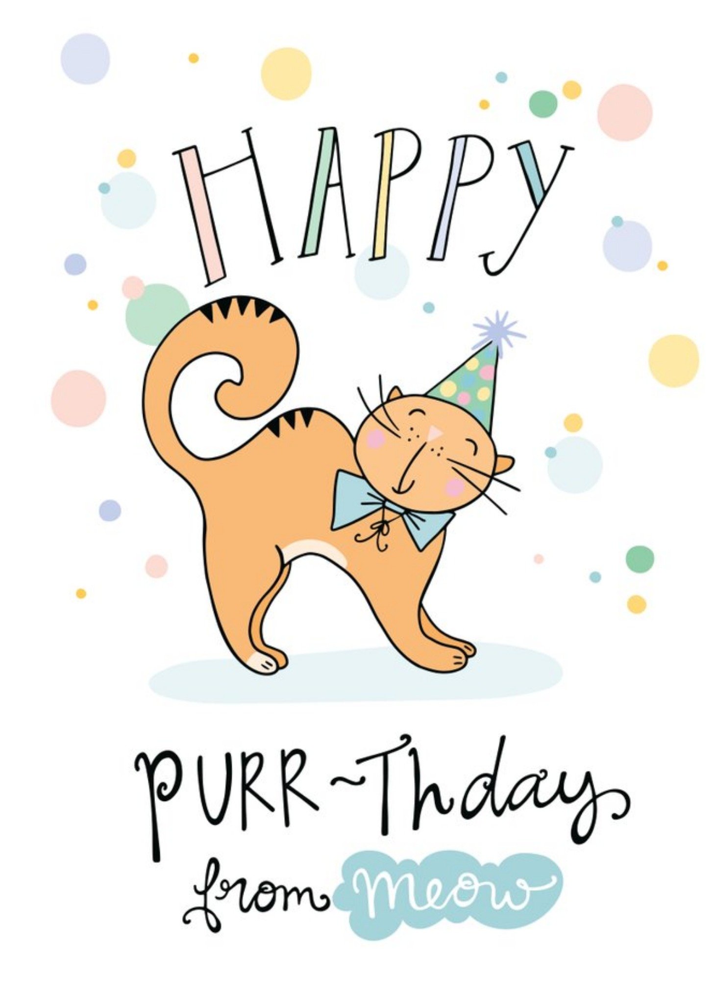 Moonpig Funny Side Up Illustrated Cat Female From The Cat Birthday Card, Large