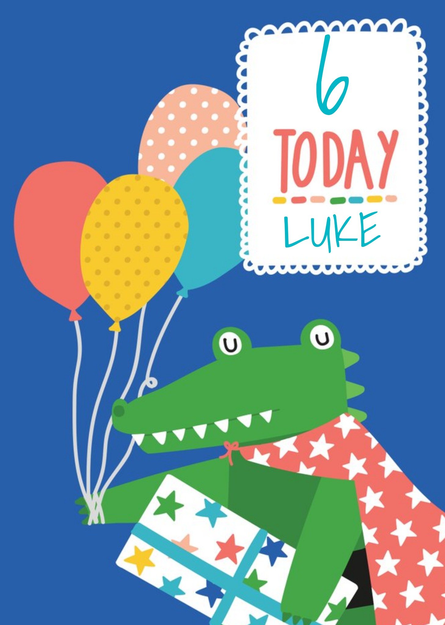 6 Today Crocodile Personalised Card Ecard