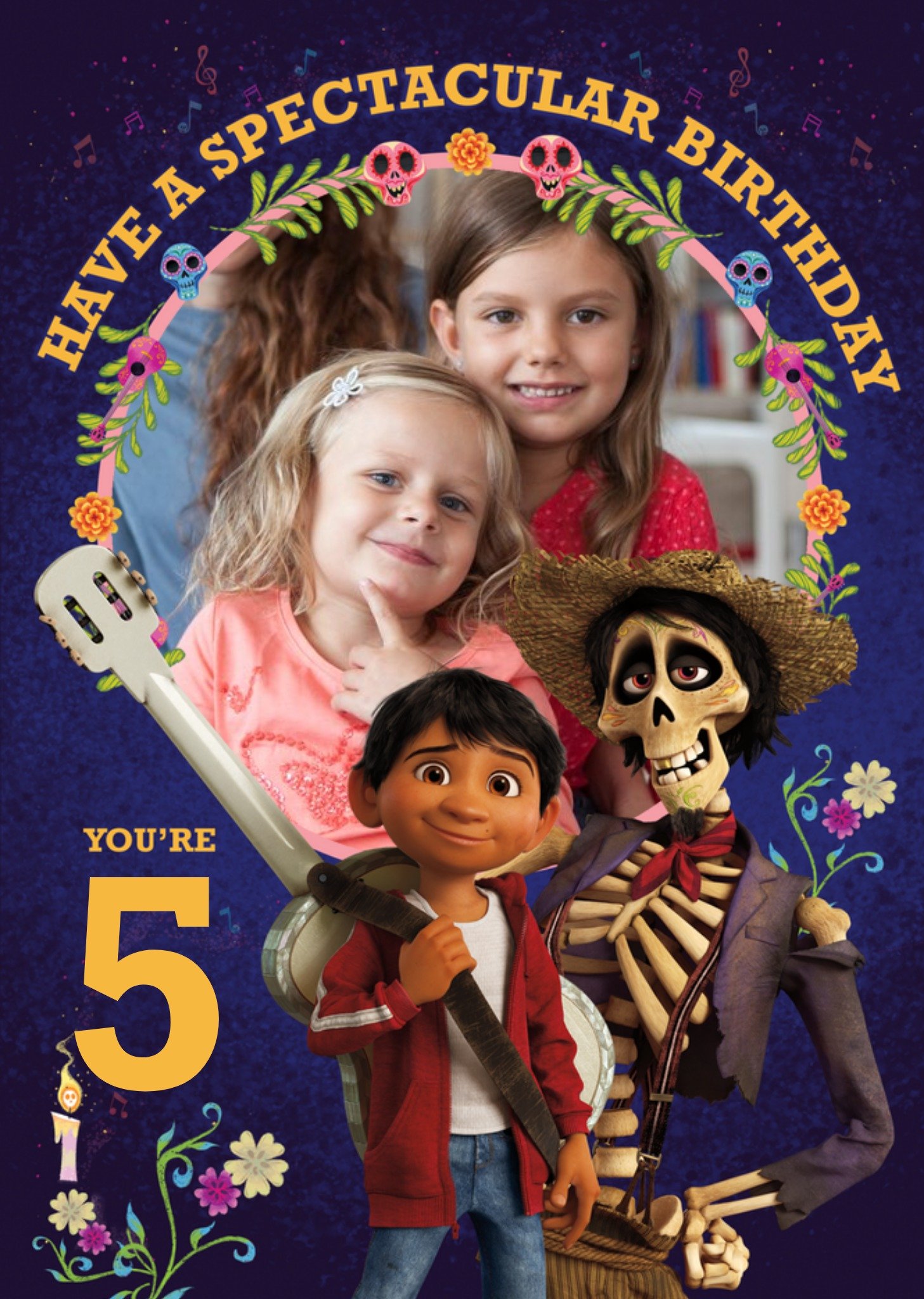 Disney Coco 5th Birthday Photo Upload Card Ecard