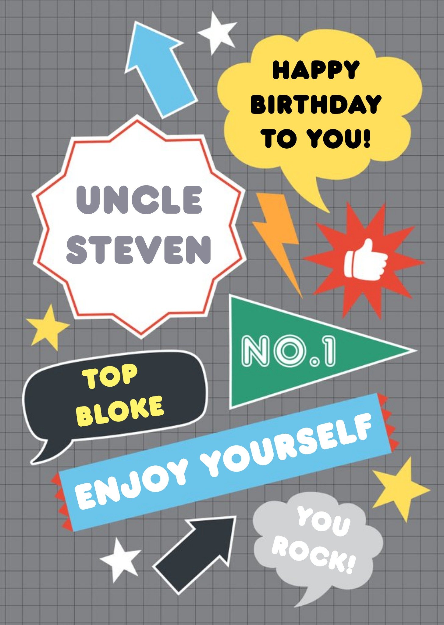 Moonpig Personalised Top Bloke Happy Birthday Uncle Card, Large