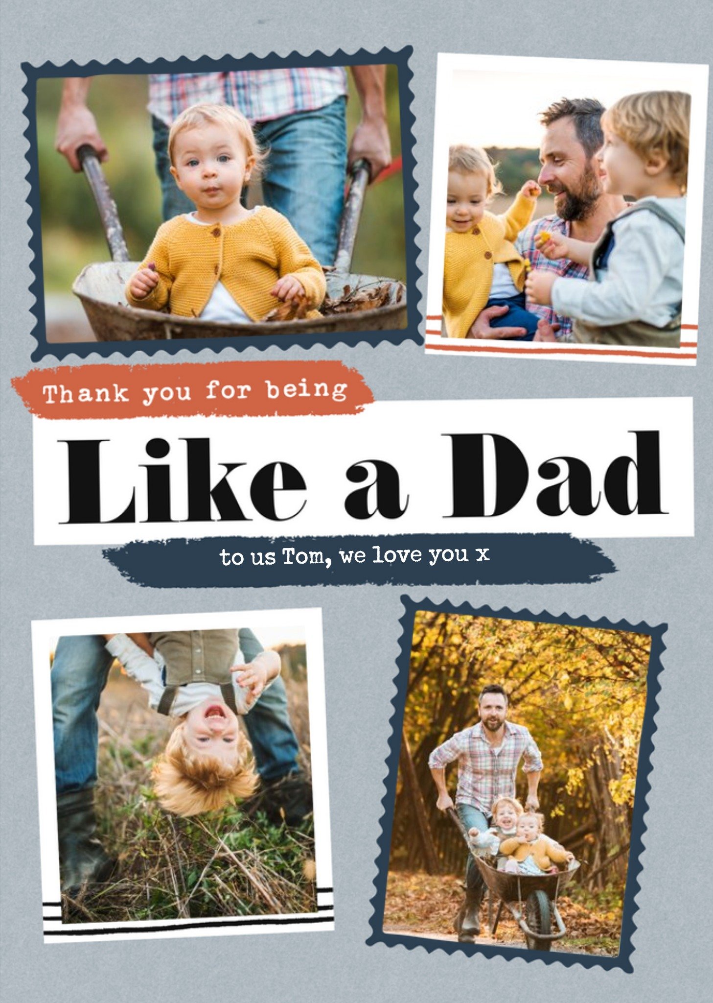 Modern Photo Upload Collage Like A Dad Father's Day Card Ecard