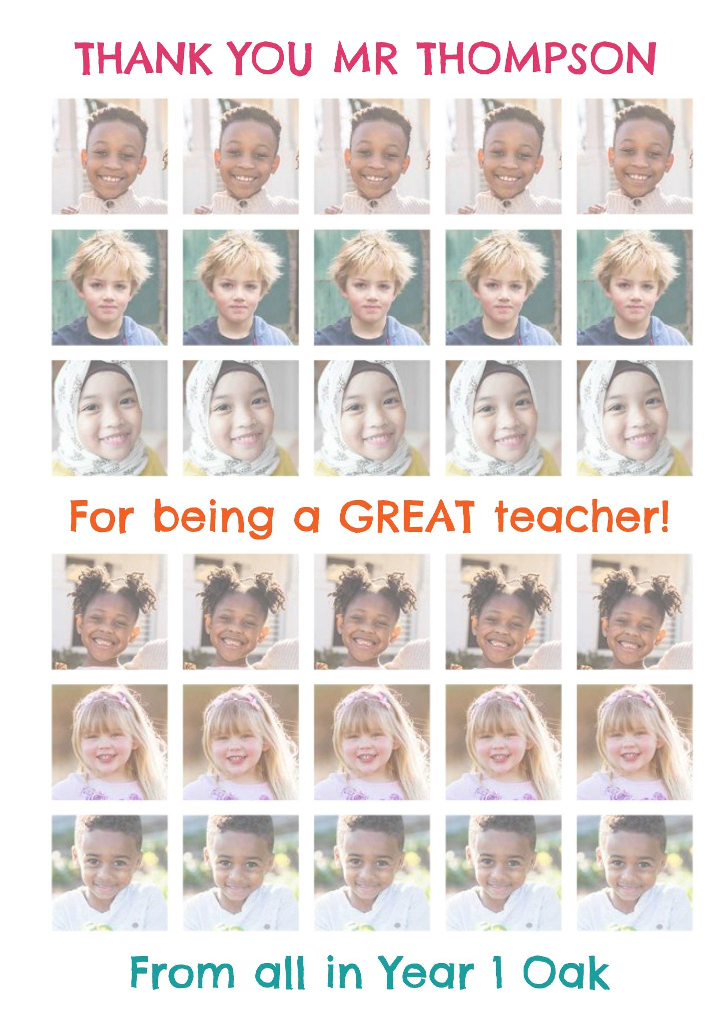 From The Class Photo Upload Thank You Teacher Card Ecard