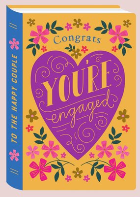 Bold Illustrated To The Happy Couple You're Engaged Book Congratulations Card