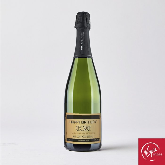 Personalised Happy Birthday Champagne 75cl