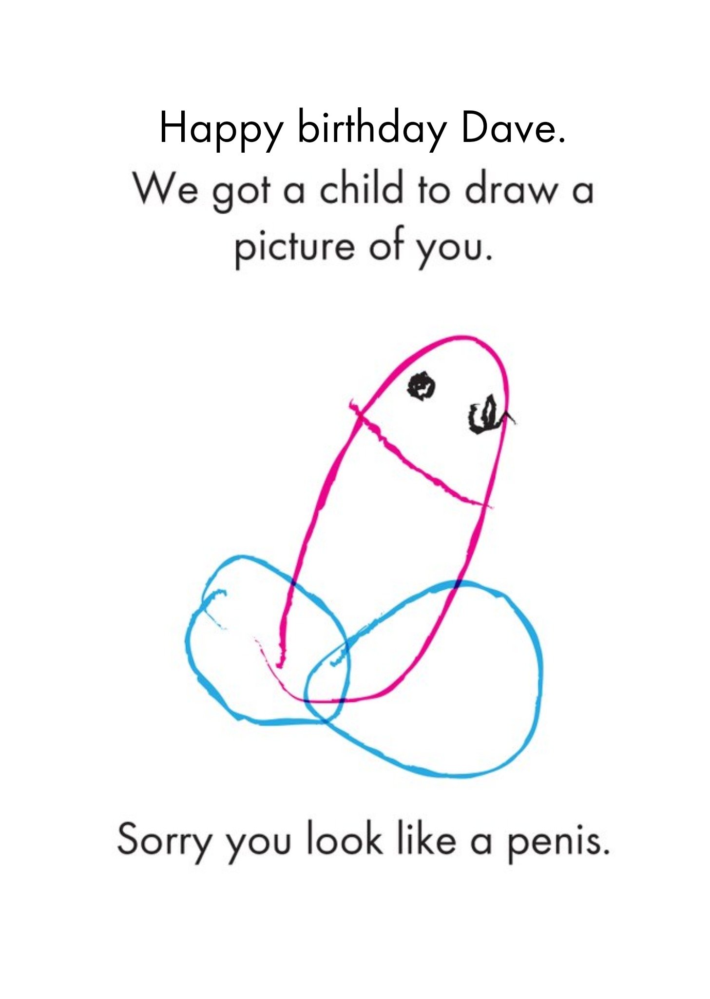 Moonpig Objectables Got A Child To Draw A Picture Of You Funny Birthday Card, Large
