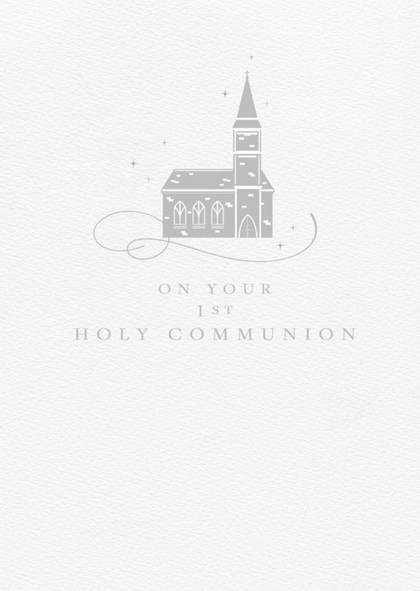 Clintons Simple Silver Illustrated First Holy Communion Card Ecard