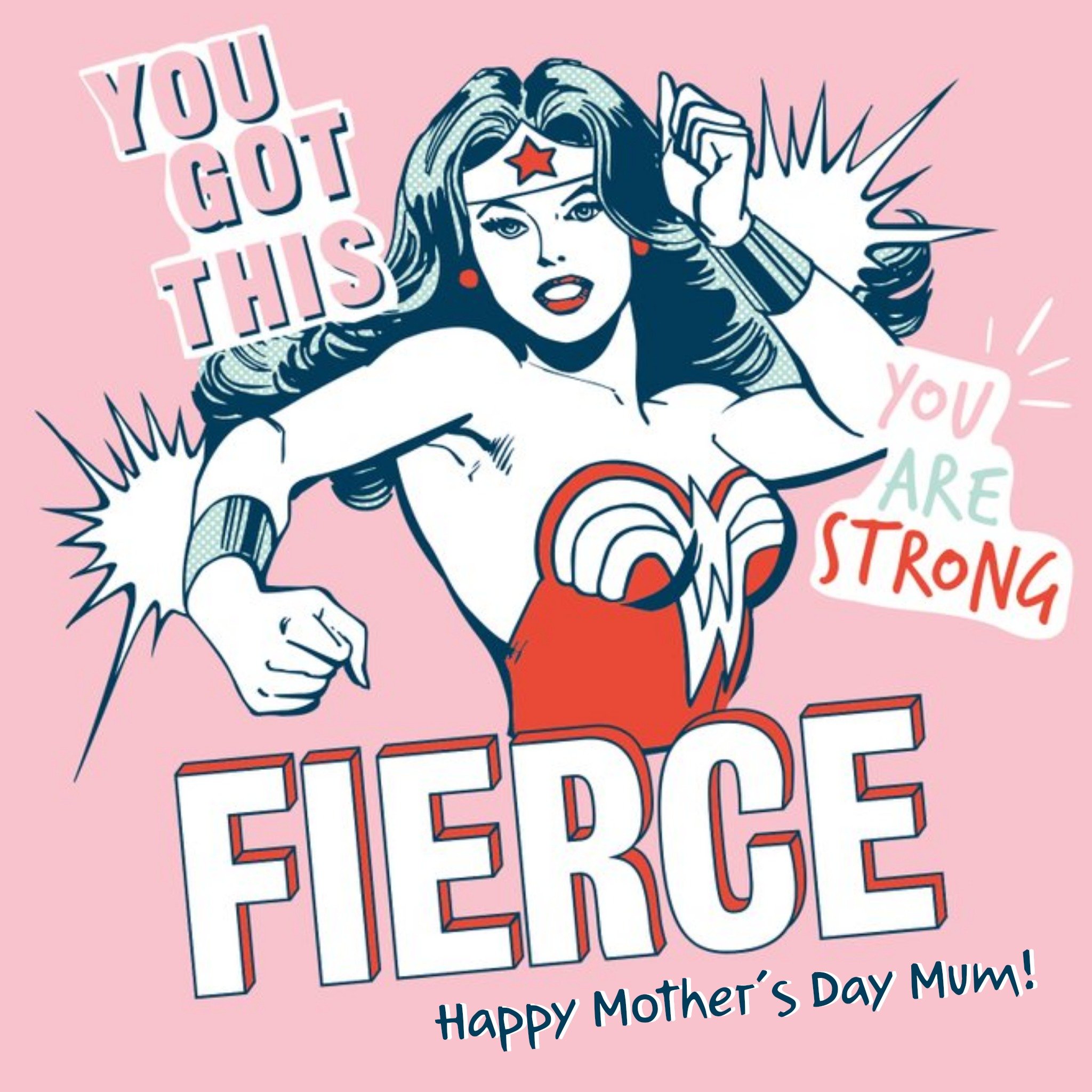 You Are Stong Fierce Wonder Woman Mother's Day Card, Square