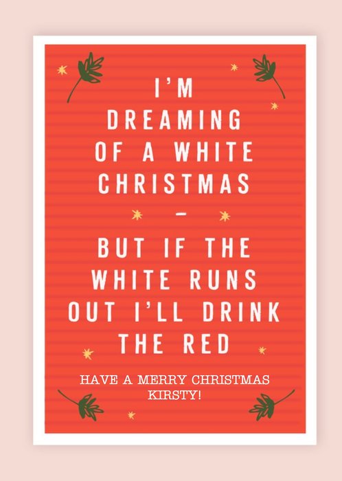 Funny White Wine Drinking Christmas Card