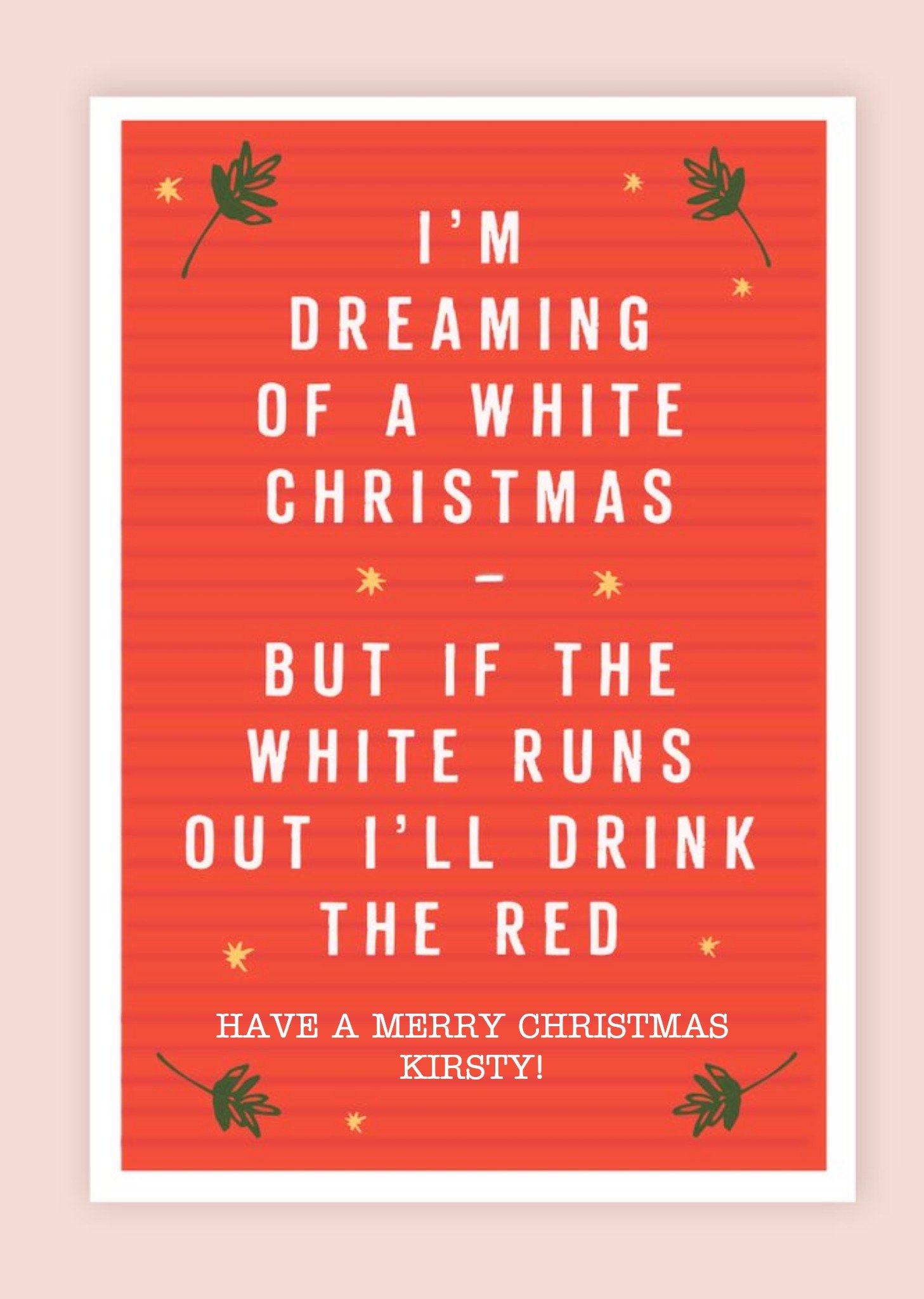 Funny White Wine Drinking Christmas Card Ecard